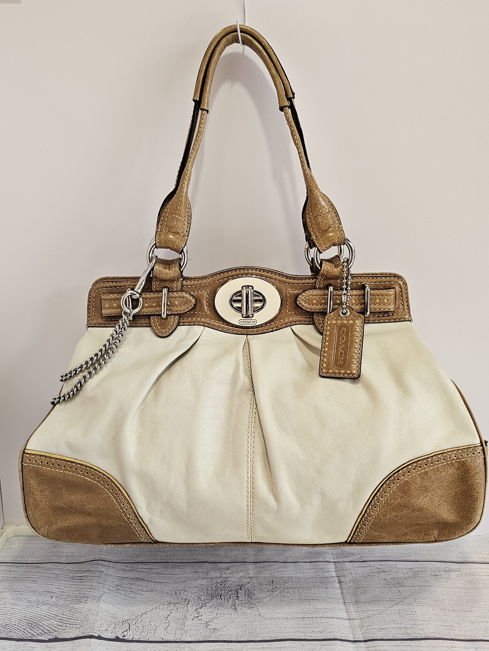 Y2K Coach Mia Carryall Legacy Collection Off White Leather